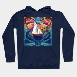 Stain Glass Sailboat Design Hoodie